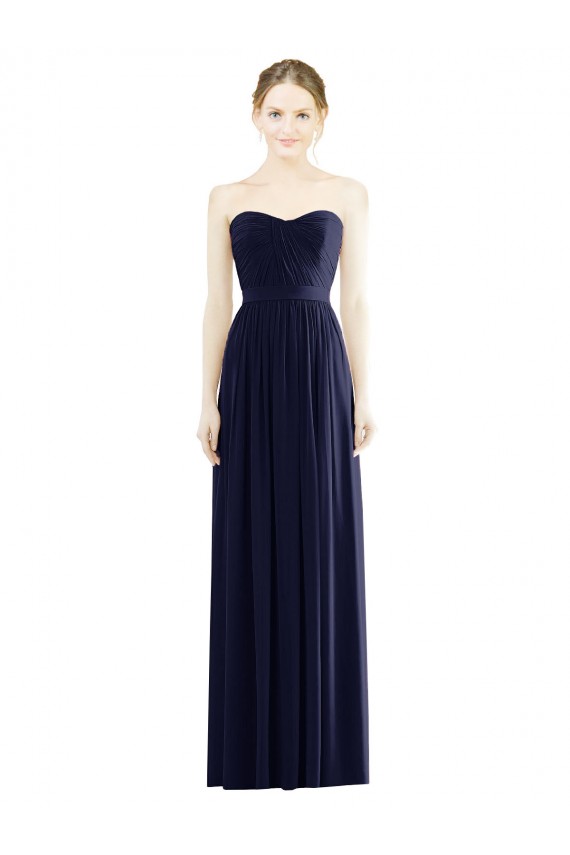 Low Back Draped Strapless Chiffon Formal Dress 