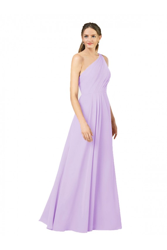 Grecian Inspired Simple One Shoulder Chiffon Formal Dress with Ruching