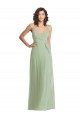 V-Neck Low Back Maxi Wrap Chiffon Formal Dress