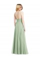 Sleek Spaghetti Straps Low Back Square Neck Maxi Chiffon Formal Dress