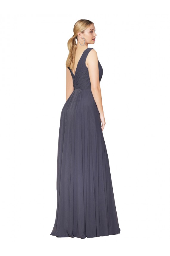 Floor Length High Neck V-Back Chiffon Formal Dress