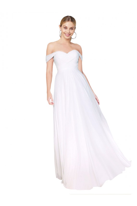 Off the Shoulder Long Full Length Chiffon Formal Dress