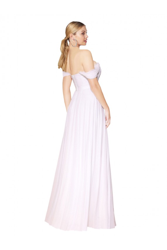 Off the Shoulder Long Full Length Chiffon Formal Dress