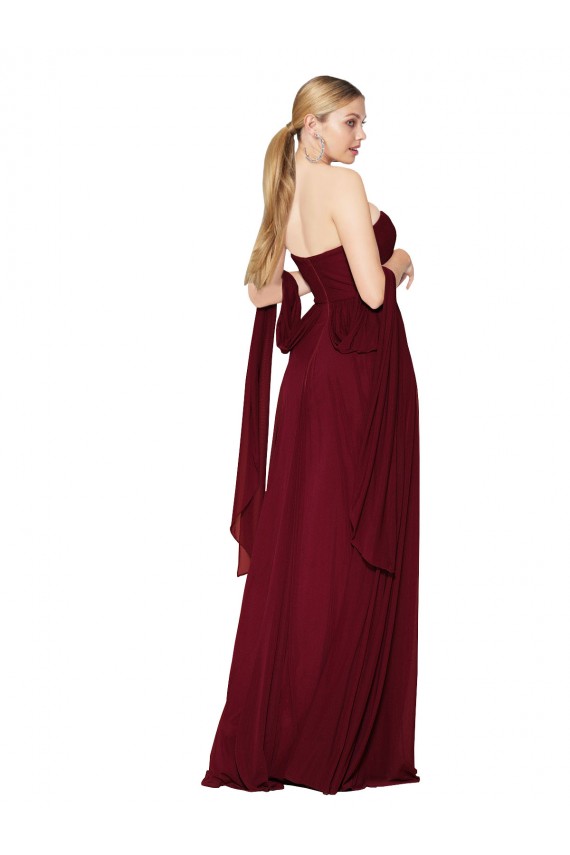 Draped Strapless Long A-Line Chiffon Formal Dress