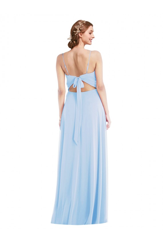 Tie Back Cutout Maxi Formal Dress with Front Slit