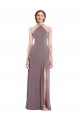 Diamond Halter Maxi Formal Dress with Front Slit