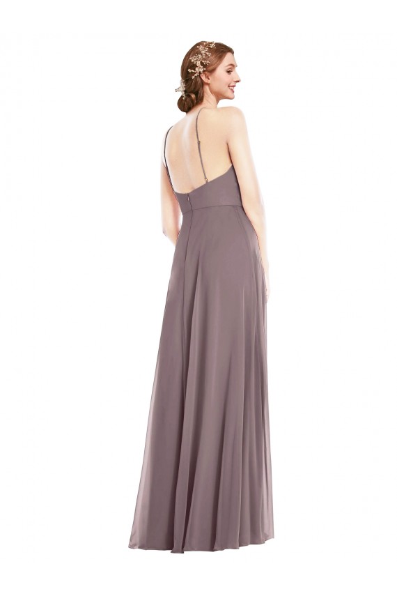 Diamond Halter Maxi Formal Dress with Front Slit