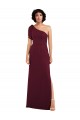 One Shoulder Chiffon Formal Dress with Skirt Slit and Accent Strap