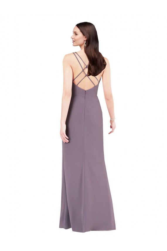 Simple Floor-Length Chiffon Formal Dress with Criss-Cross Back