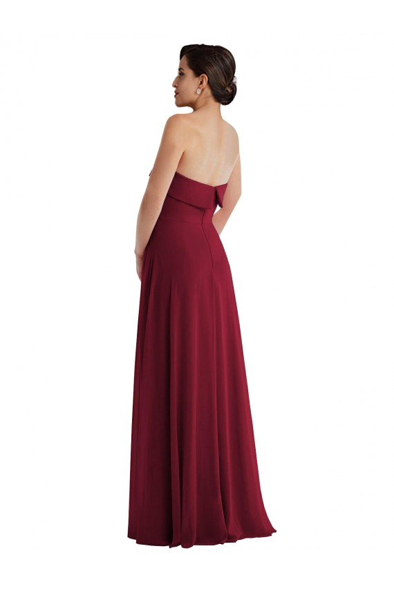 Cuffed Strapless Maxi Formal Dress with Front Slit