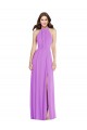 Halter Backless Maxi Formal Dress with Button Ruffle Placket