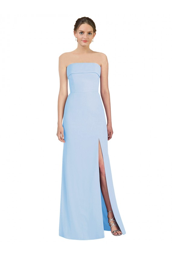Strapless Trumpet Chiffon Formal Dress with Thigh high Slit