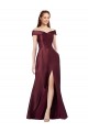 Long Off the Shoulder Satin Formal Dress with Thigh-high Slit
