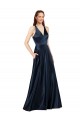 Long Satin Formal Dress with Halter Neckline