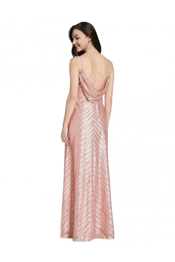 High Neck Low Back Sparkling Sequin Formal Dress