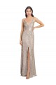 V-Neck Fully Sequin Formal Dress with V-Back and Front Slit