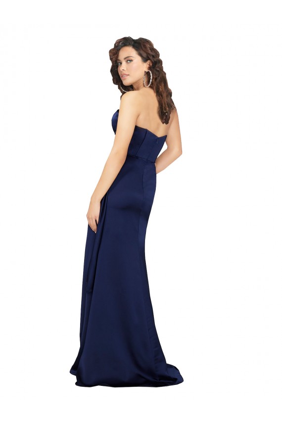 Floor Length Wrap Skirt Silky Satin Formal Dress