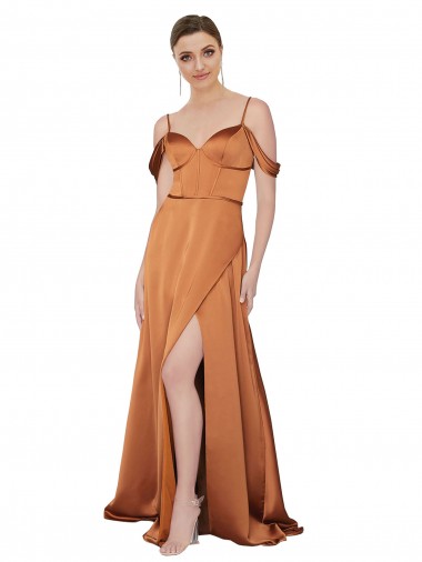 Silky Satin Formal Dress with Bustier Bodice