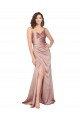Floor Length Silky Satin Formal Dress with Front Skirt Slit