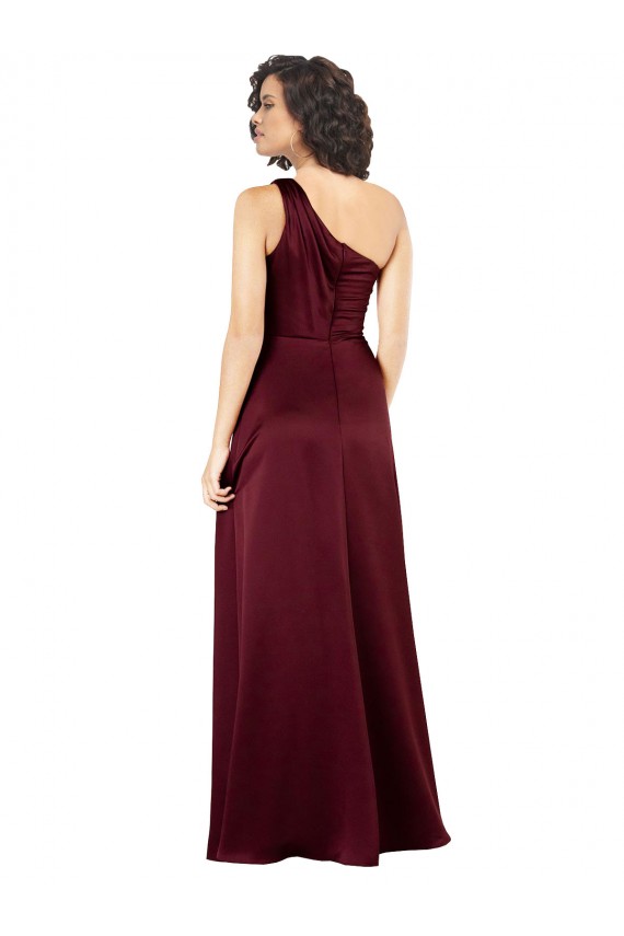 One Shoulder Silky Satin Formal Dress with Subtle Pleats
