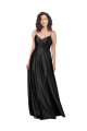 Full Length V-Neckline Silky Satin Formal Dress with Full Skirt