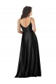 Full Length V-Neckline Silky Satin Formal Dress with Full Skirt