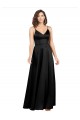 Silky Satin Floor-Length Long Formal Dress with V-Neckline
