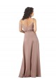 Subtle V-Neckline Silky Satin Formal Dress with Front Button Detail
