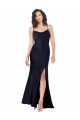 Draped Cowl Neck Silky Satin Formal Dress with Skirt Slit