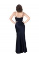 Draped Cowl Neck Silky Satin Formal Dress with Skirt Slit