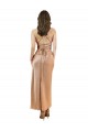 Cowl Neck Silky Satin Midi Length Cocktail Formal Dress Low Back