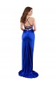 Open Back Cowl Neck Long Silky Satin Formal Dress