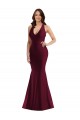 Plunge Neckline Cutout Low Back Silky Satin Mermaid Formal Dress