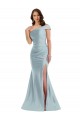 Bias-Cuff One Shoulder Silky Satin Mermaid Formal Dress with Side Slit