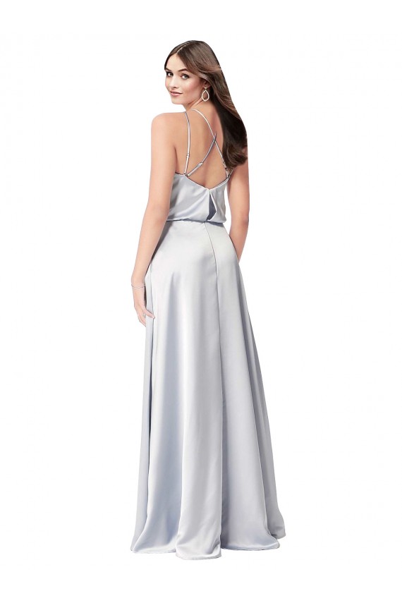 Halter Neck Silky Satin Formal Dress with Strappy Back