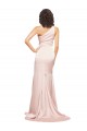 Full Length One Shoulder Long Silky Satin Formal Dress with High Split