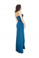 Full Length Bustier Style Long Silky Satin Formal Dress with Low Back