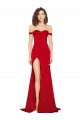 Off the Shoulder Sweetheart Bustier Style Silky Satin Formal Dress with Side Split