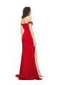 Off the Shoulder Sweetheart Bustier Style Silky Satin Formal Dress with Side Split