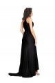 Floor Length One Shoulder Silky Satin Formal Dress with Side Slit