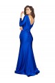 Deep V-Neck Long Sleeves Silky Satin Formal Dress