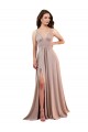 Long A-Line Plunge V-Neckline Spandex Formal Dress with Slit