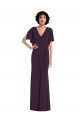 Faux Wrap Split Sleeves Maxi Spandex Formal Dress with Cascade Skirt
