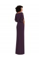 Faux Wrap Split Sleeves Maxi Spandex Formal Dress with Cascade Skirt