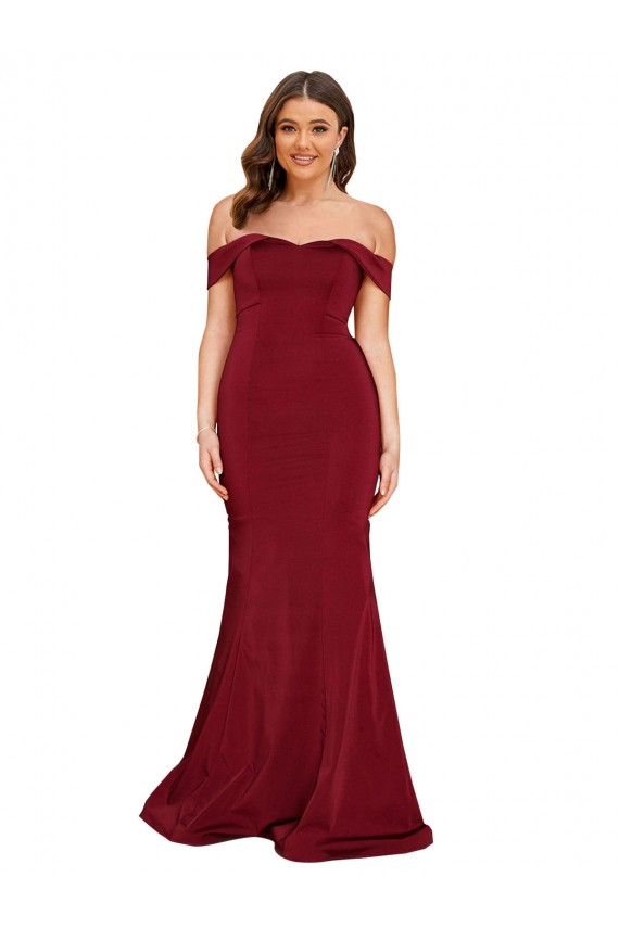 Off Shoulder Sleeves Sweetheart Neckline Long Spandex Formal Dress