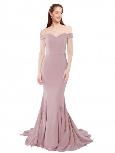 Off the Shoulder Mermaid Long Sweep Train Formal Dress