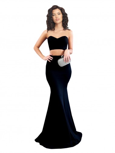 Two Piece High Neck Crepe Formal Dress
