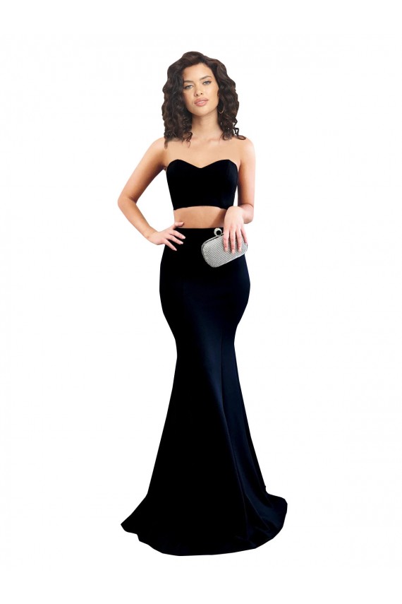 Two Piece High Neck Crepe Formal Dress
