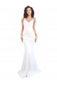 Fishtail Shape Spaghetti Straps Open Back Crepe Formal Dress with Ruffles