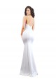 Fishtail Shape Spaghetti Straps Open Back Crepe Formal Dress with Ruffles